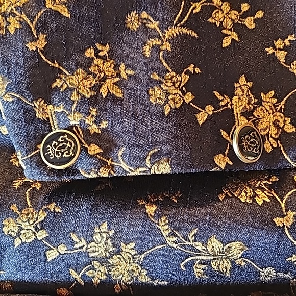 Gold Silk Nehru Blazer with Customized Threads - Picture 4 of 10